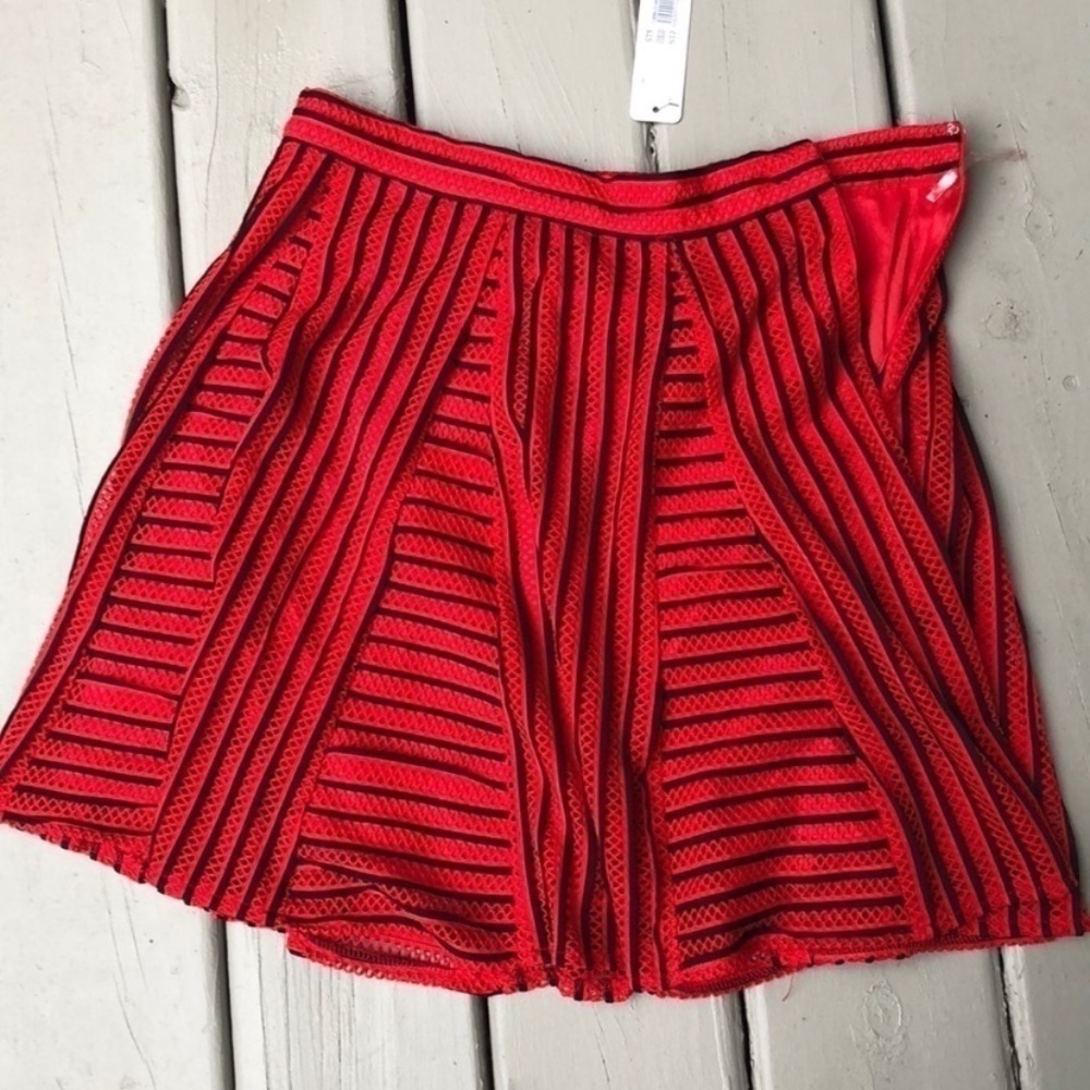 Ina Bold Red Textured Mini Skirt